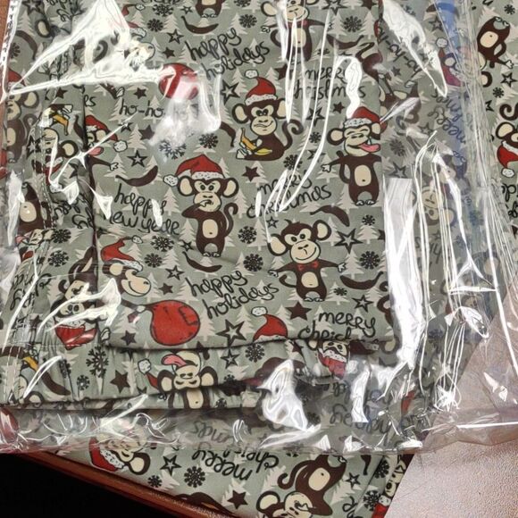 Kids Monkey Christmas New Years Leggings New - Picture 3 of 3